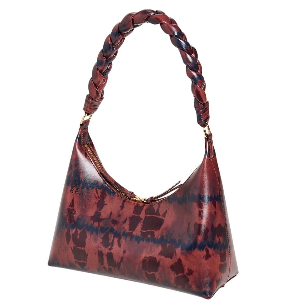 Altuzarra Burgundy and Navy Braided-Handle Shoulder Bag